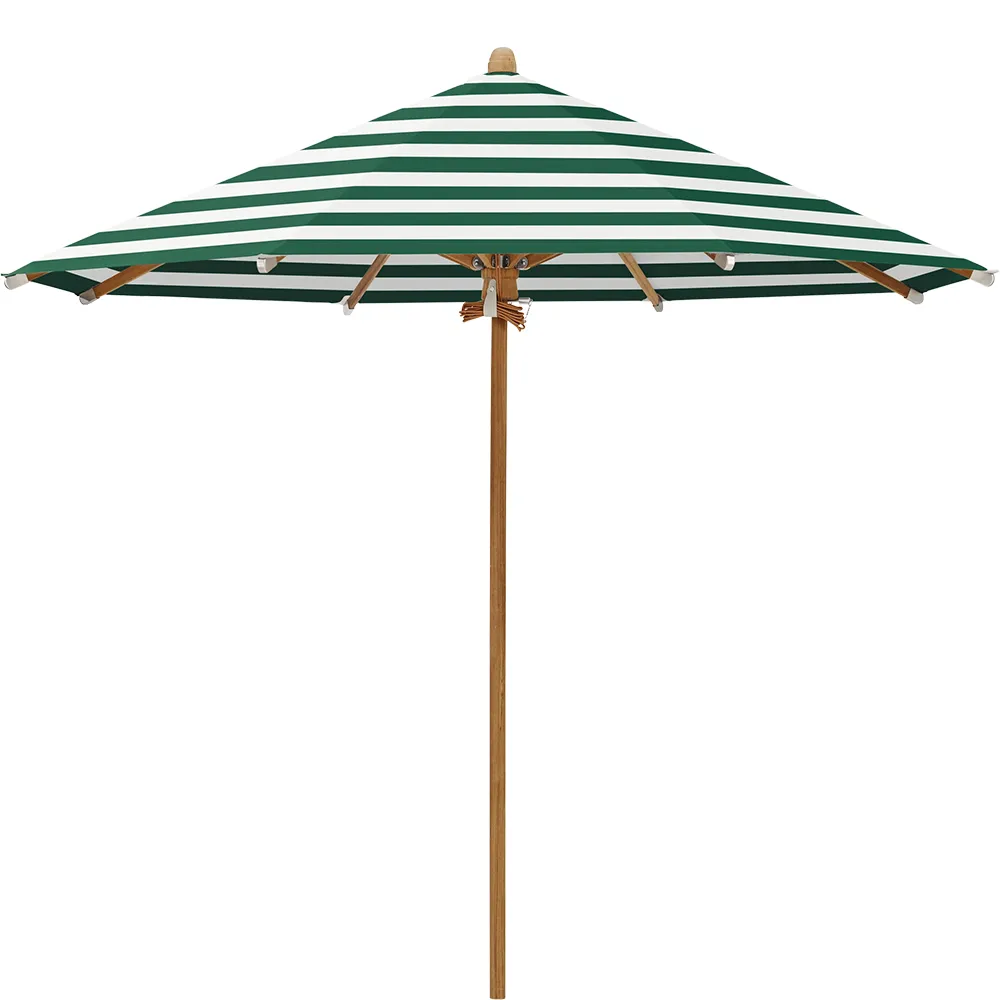 Glatz Teakwood parasol 350 cm Kat.5 589 Green Stripe