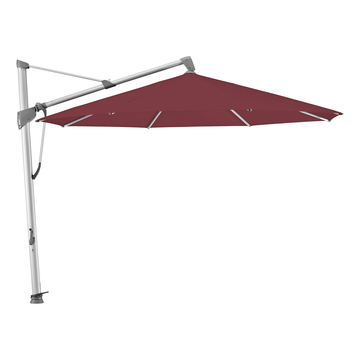 Glatz Sombrano S+ Frithængende Parasol 350 cm Kat.4 Anodiseret Alu/436 Wine Glatz