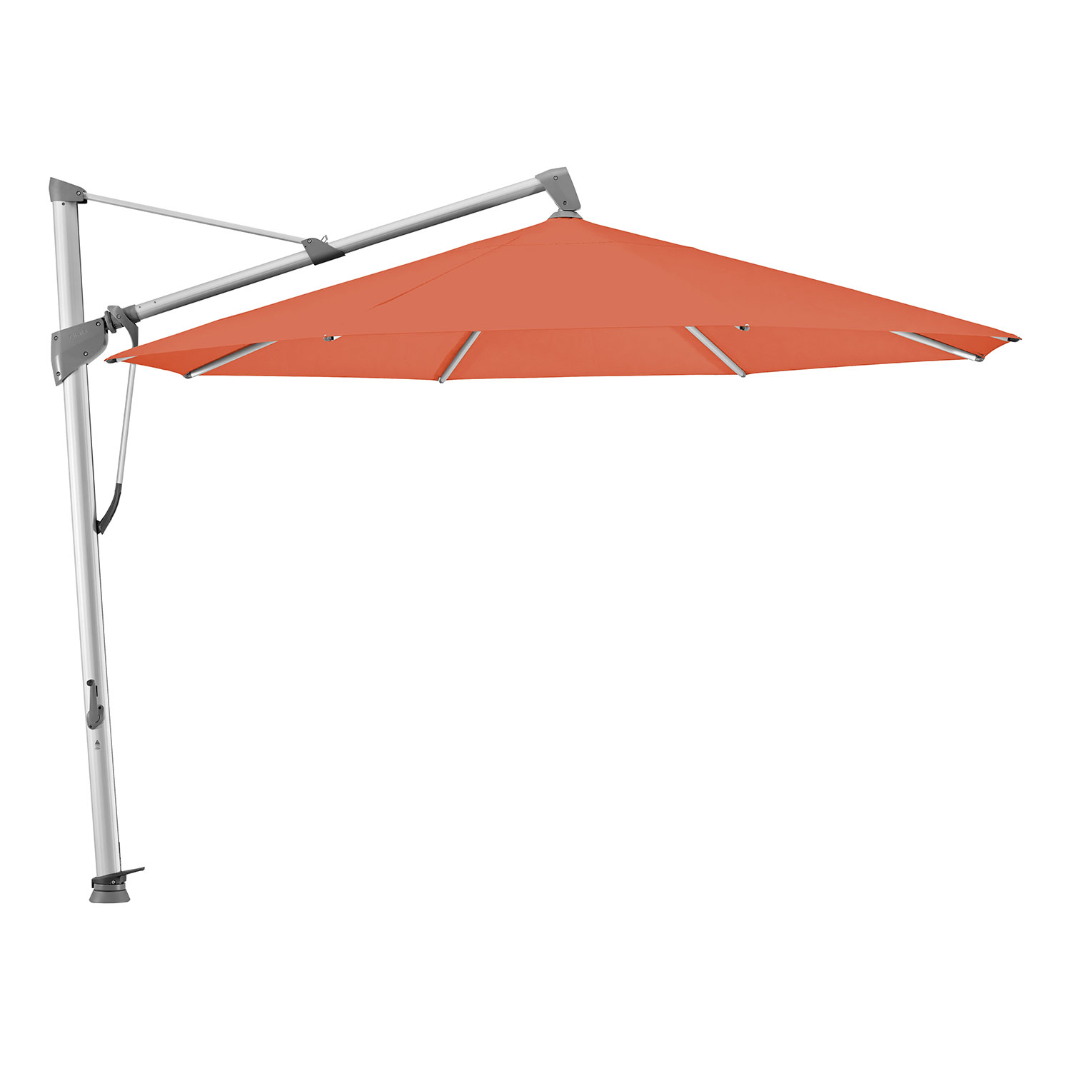 Glatz Sombrano S+ Frithængende Parasol 350 cm Kat.5 Anodiseret Alu/660 Papaya Glatz