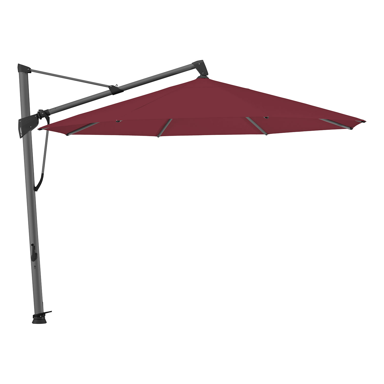 Glatz Sombrano S+ Frithængende Parasol 350 cm Kat.5 Antracit Alu/645 Burgundy Glatz