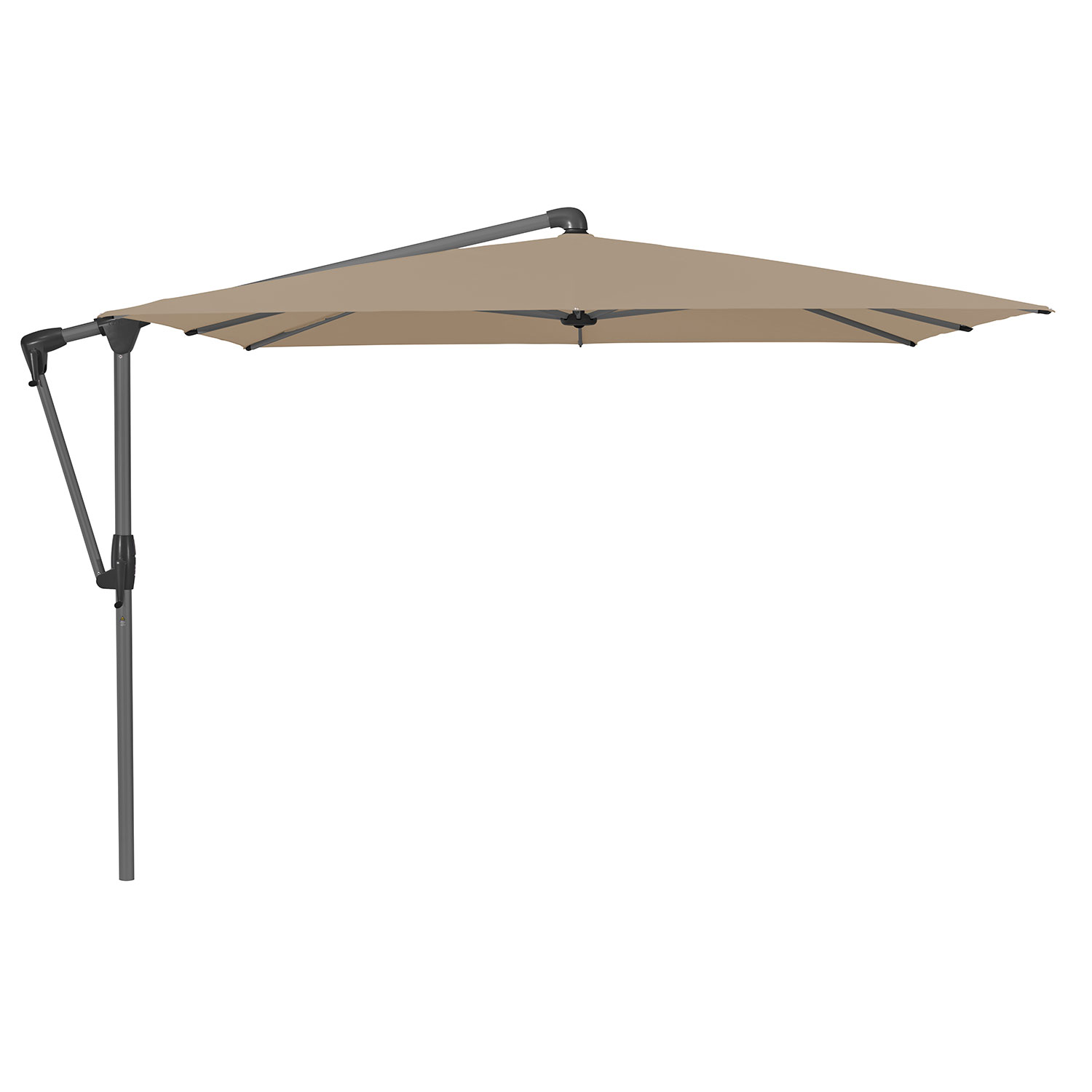 Glatz Sunwing Casa Frithængende Parasol 270×270 cm Kat.5 Antracit Alu/650 Camel Glatz