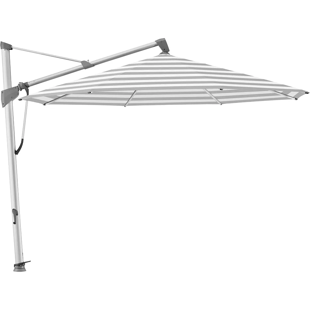 Glatz Sombrano S+ frithængende parasol 400 cm anodiseret aluminium Kat.5 555 Grey Stripe