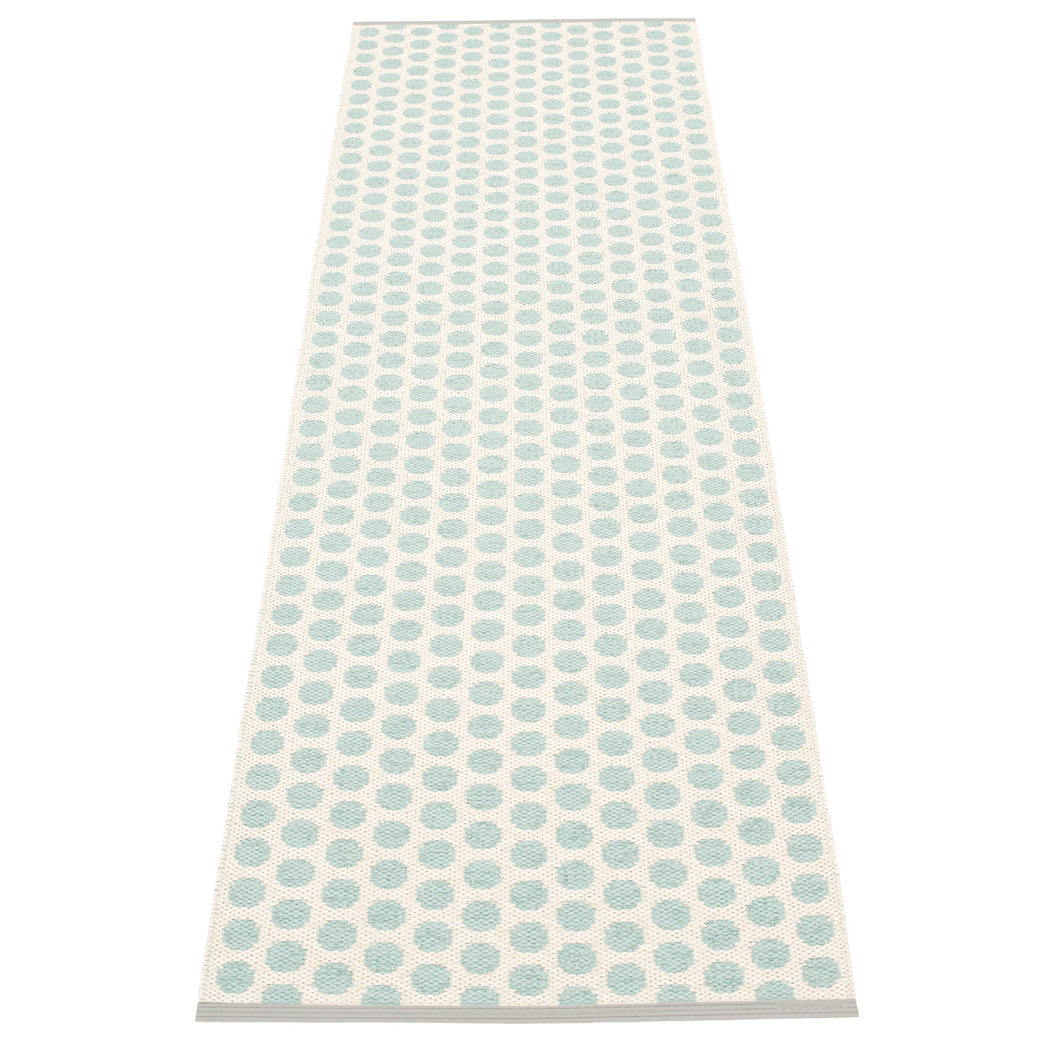 Pappelina Noa tæppe 70×250 cm pale turquoise / vanilla / warm grey stripe