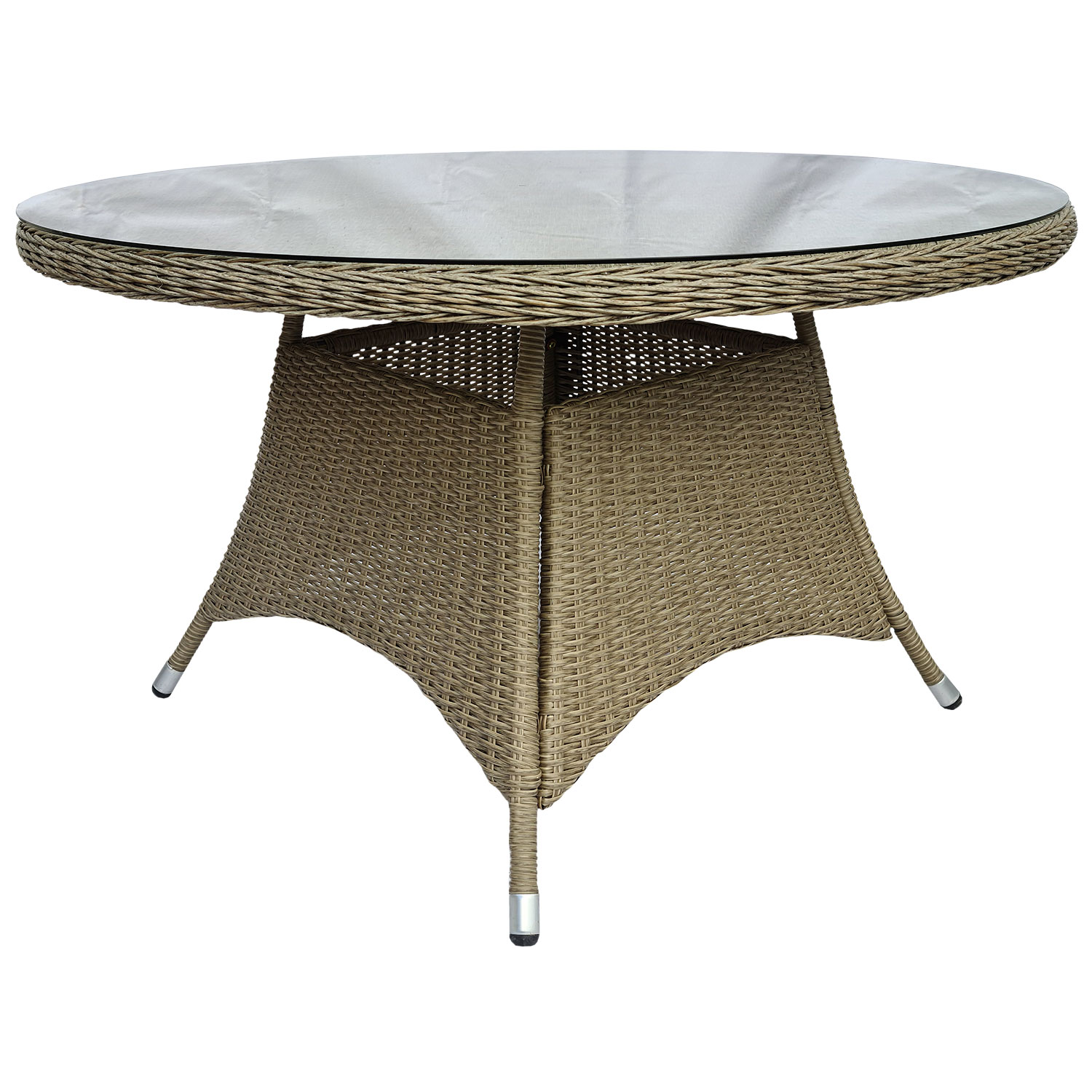 Brafab Hornbrook Spisebord 150 cm Beige Polyrattan Inkl. Glas Brafab