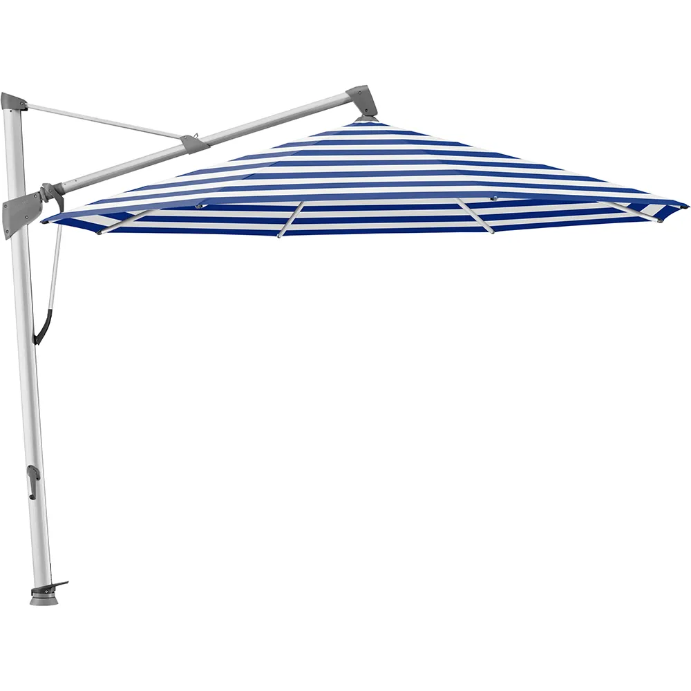 Glatz Sombrano S+ frithængende parasol 400 cm anodiseret aluminium Kat.5 602 Blue Stripe