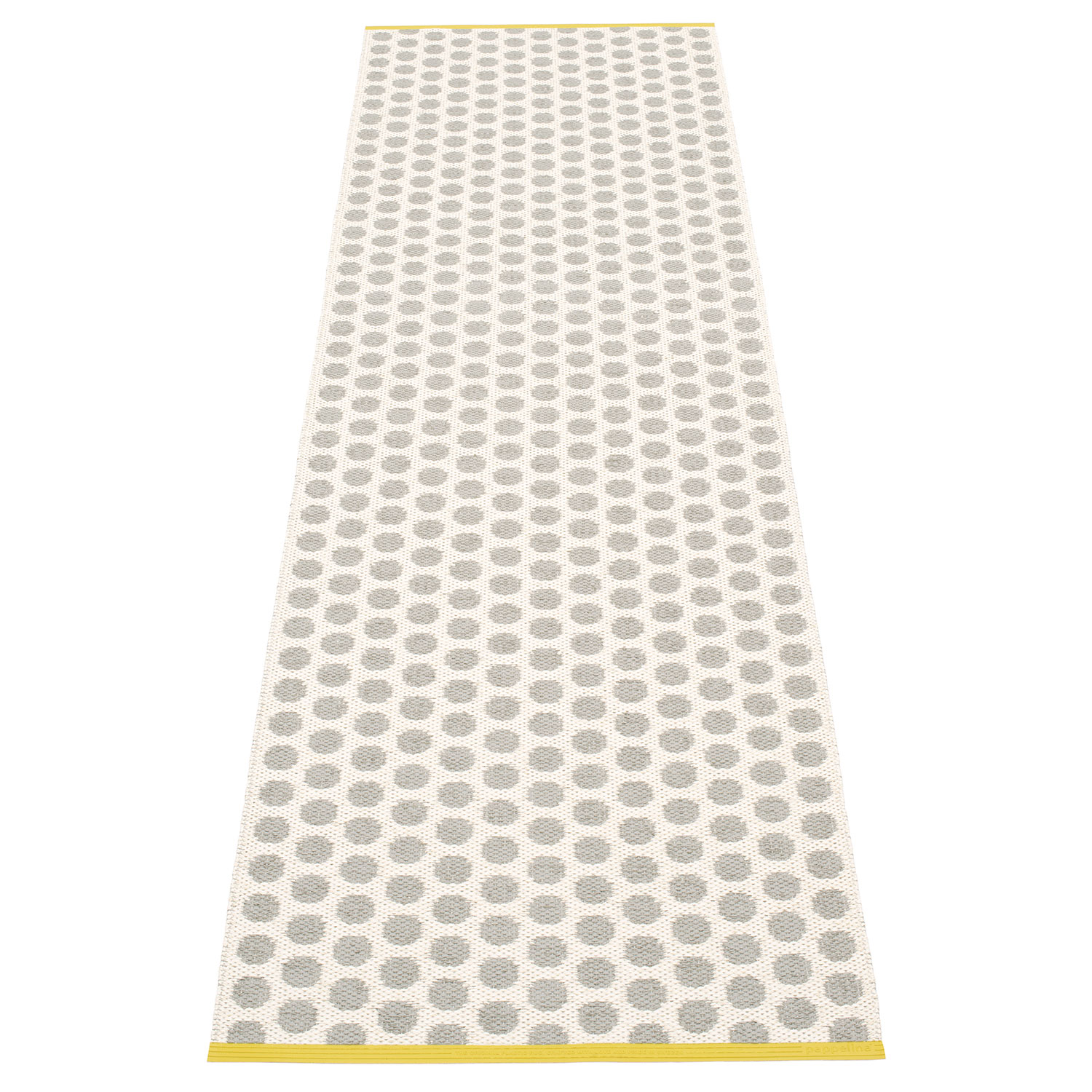 Pappelina Noa tæppe 70×250 cm warm grey / vanilla / mustard stripe