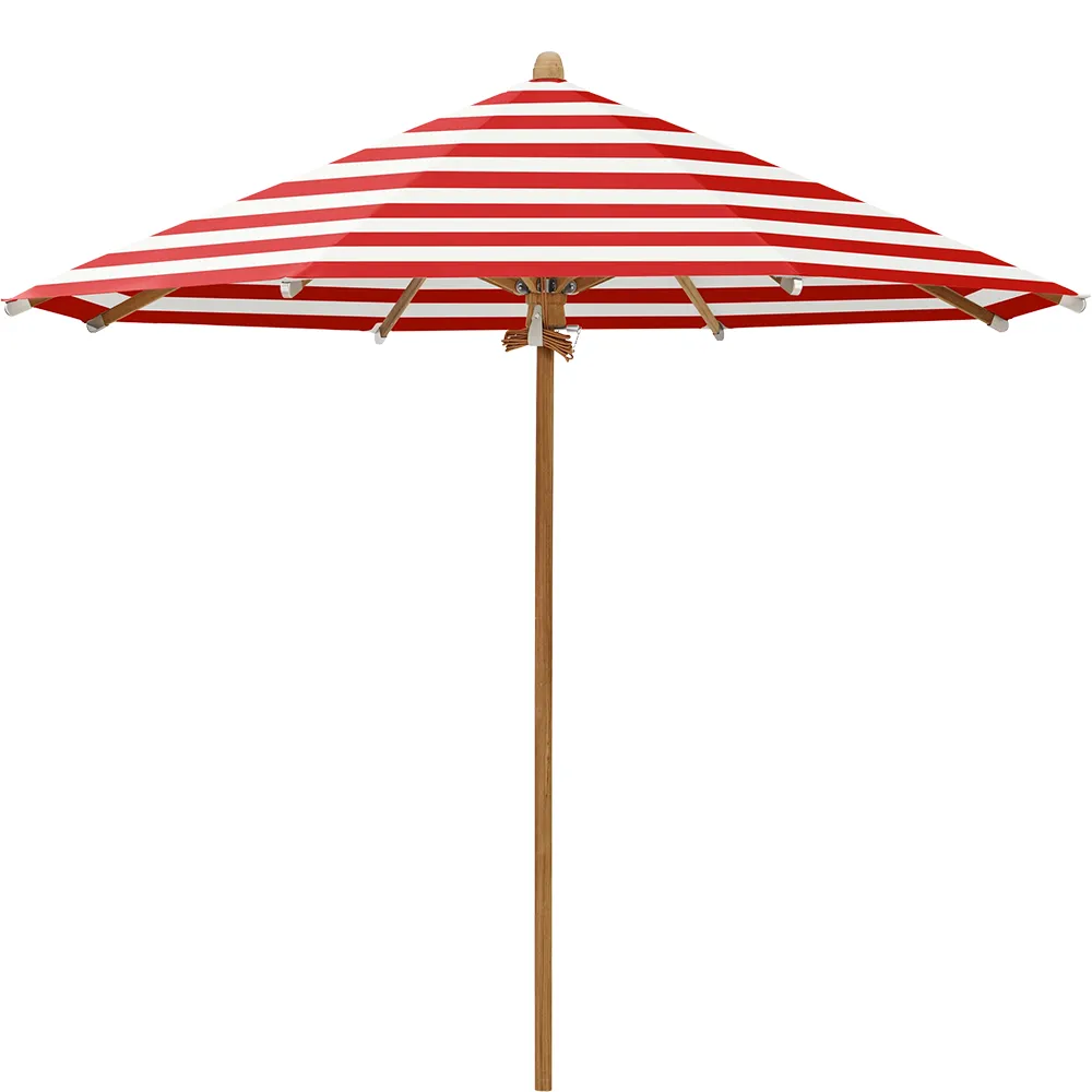 Glatz Teakwood parasol 300 cm Kat.5 800 Red Stripe